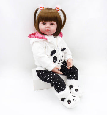 Reborn Baby Girl Dolls Clothes 18 inch Panda Outfits Accesories for 17-19 inch Reborns Doll Newborn Baby Girl Matching Clothing