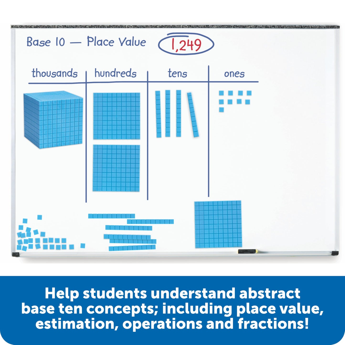 Learning Resources Giant Magnetic Base Ten - Math Manipulatives, Teacher Supplies, Back to School, Counting Cubes for Kids, 131 Piece Set