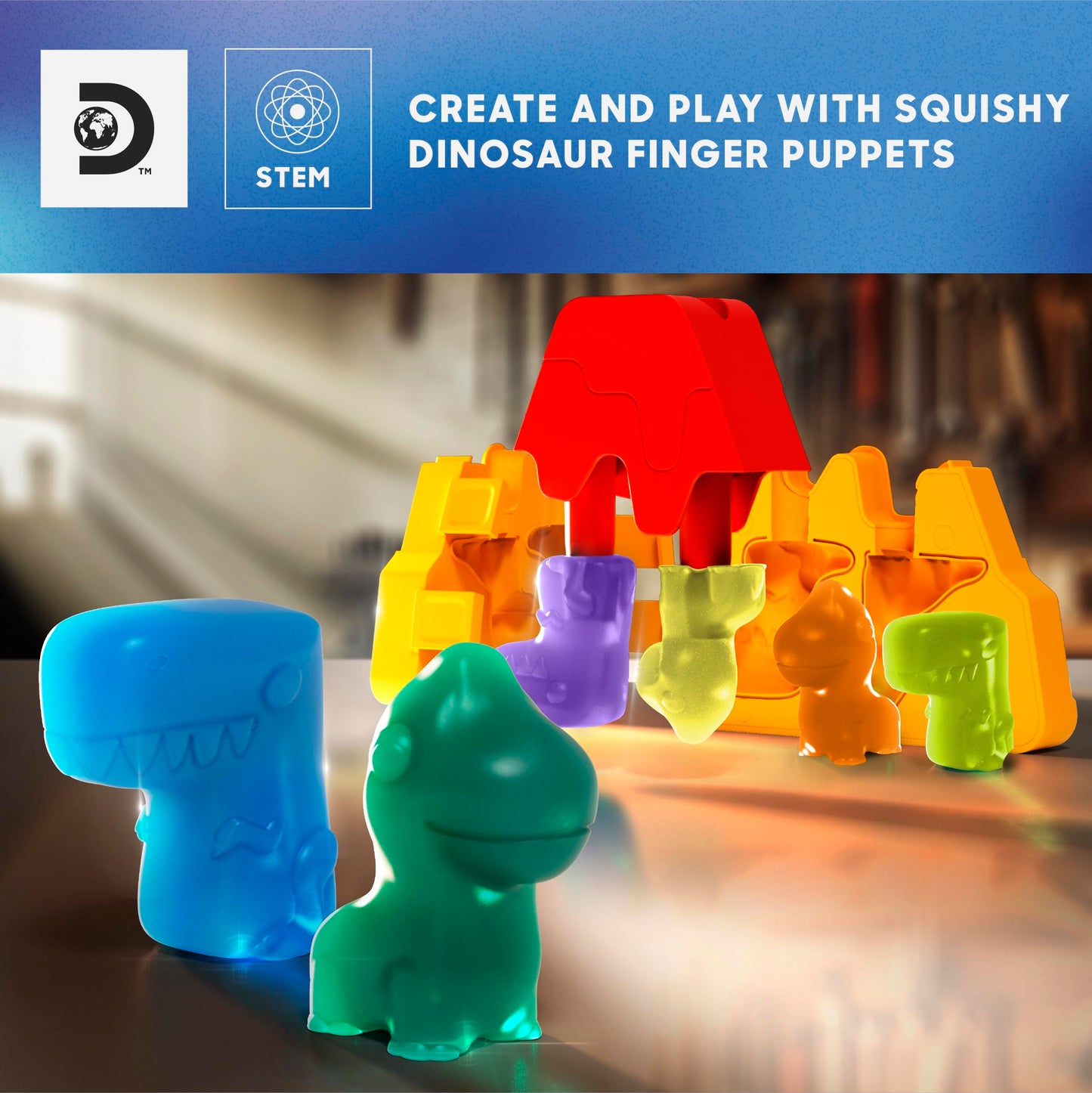 Discovery Dino Squishy Making Kit| Create 6 Squishy Dinosaur Finger Puppets| DIY Make Your Own Squishies Set| Kids Sensory Toy| STEM Chemistry