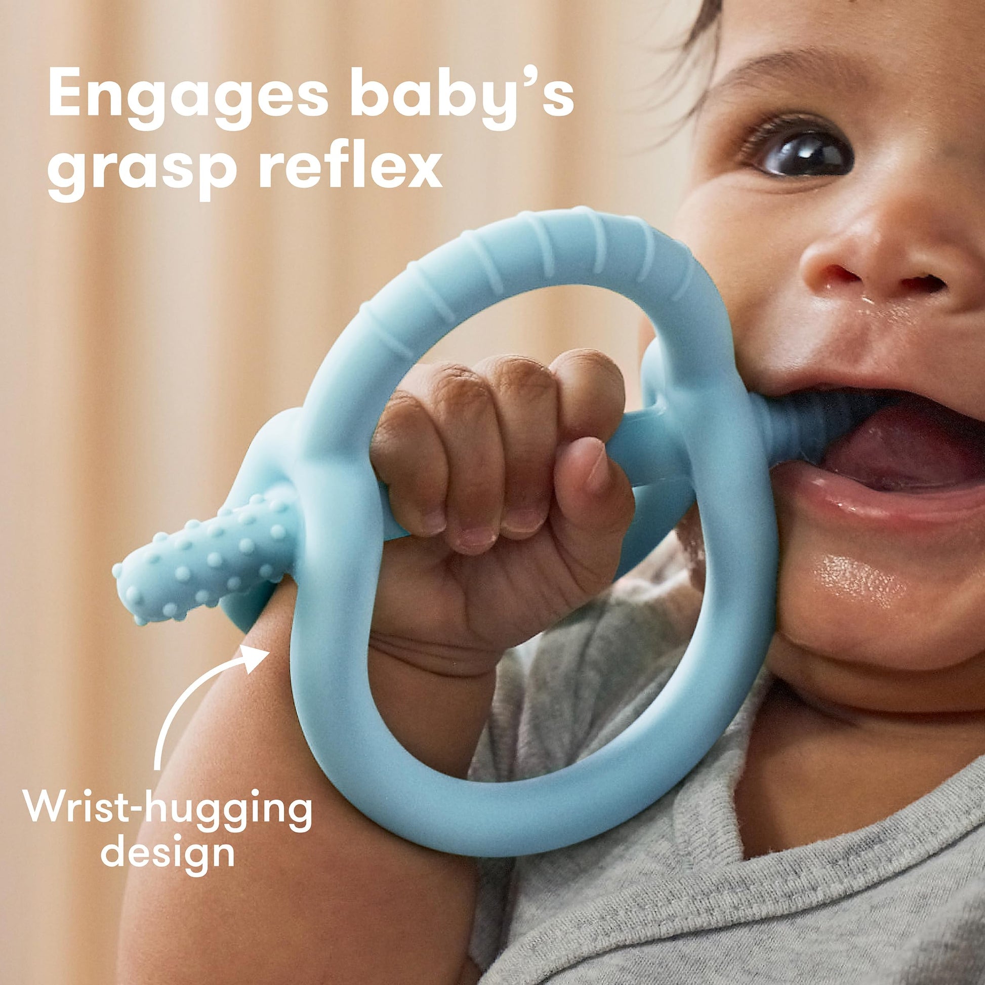 Frida Baby Get-A-Grip BabyTeether for Teething Relief | 100% Food-Grade Silicone Teething Toys for Baby 0-6, 12, 18 Months Infant, BPA-Free, PVC-Free