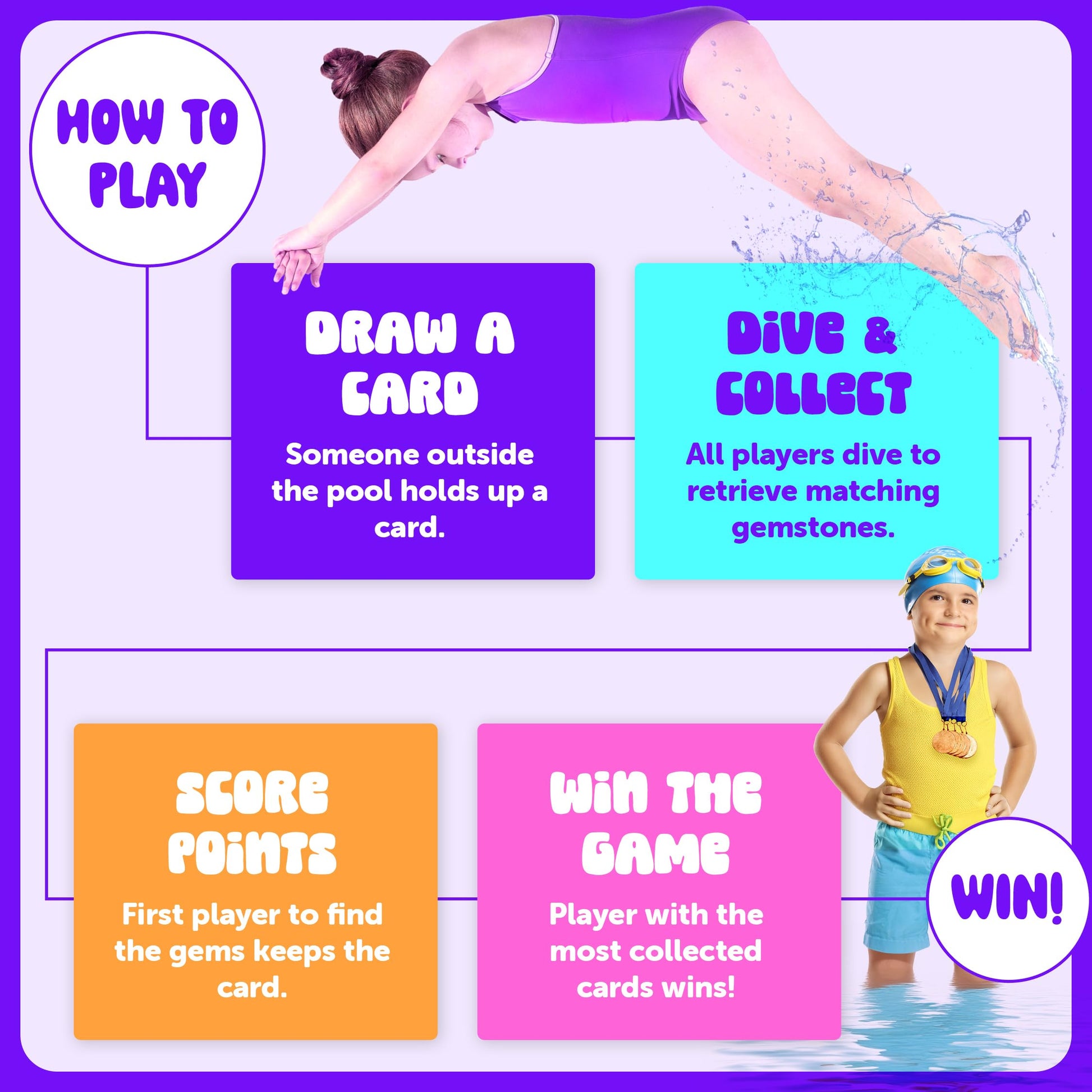 Dan&Darci Pool Gem Hunt Diving Game for Kids - Pools Toys for Kid Ages 6 7 8 9 10 11 12 Year Old - Water Games Swimming Dive Toy - Gifts for Girls