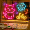 HONGDPENP Rechargeable LED Drawing Board, Light Up Doodle Pad with 7 Colors & 3 Modes, 7 Neon Markers & Stylus, Dry Erase Glow Sketch Tablet