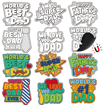 36 Set Father's Day Magnets Craft for Kids, Color Your Own Fathers Day Magnets Craft Best Dad DIY Crafts Kit Gifts for Happy Father's Day Dad's