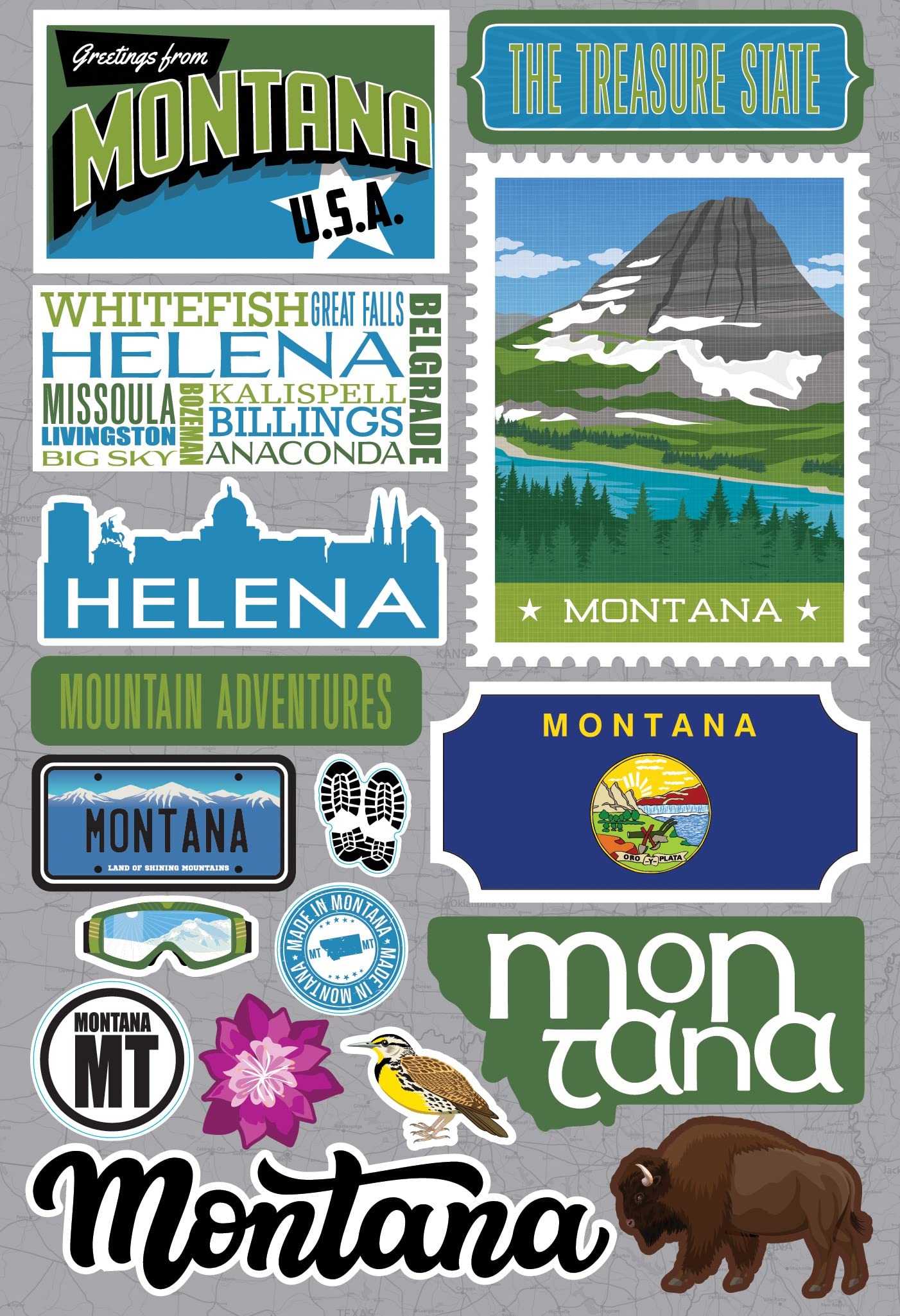Reminisce Jet Setters 3.0 Montana Dimensional Scrapbook Sticker