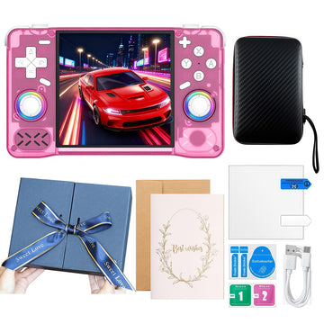 XF40H Handheld Retro Game Console, Portable Pocket Gaming Device with Gift Box (128Gb Pink)