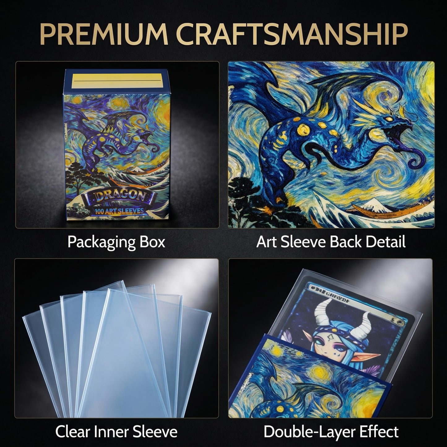GuarditechProX 100+100 Double Sleeve Bundle - Matte Art Card Sleeves & Tight Fit Inner Sleeves, Acid-Free Standard Size Deck Protectors with Storage