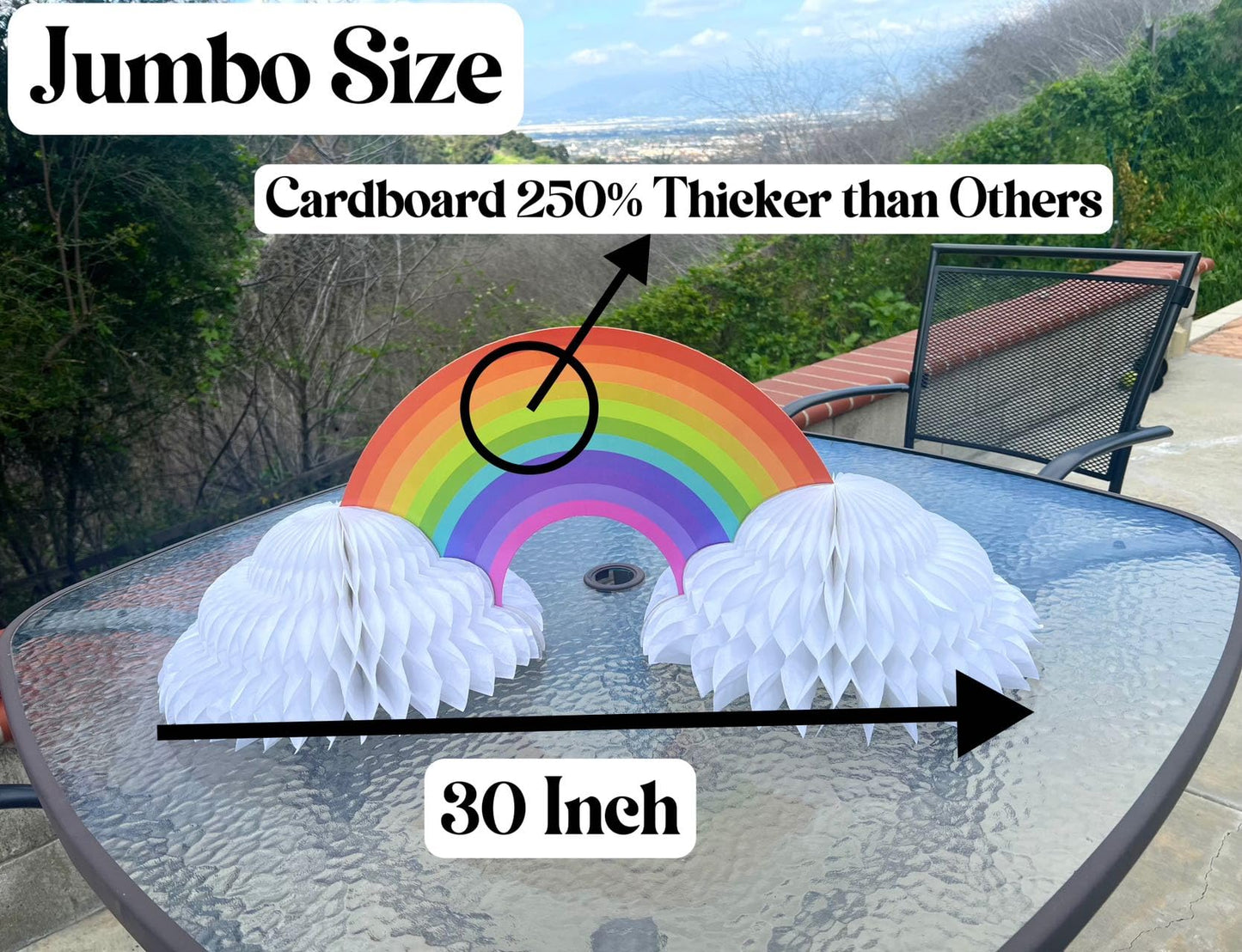 GIFTEXPRESS 2 Pack Jumbo 30" Rainbow Honeycomb Centerpiece - Paper Rainbows & Clouds Theme Party Supplies Decorations - Perfect Decor for Tables at