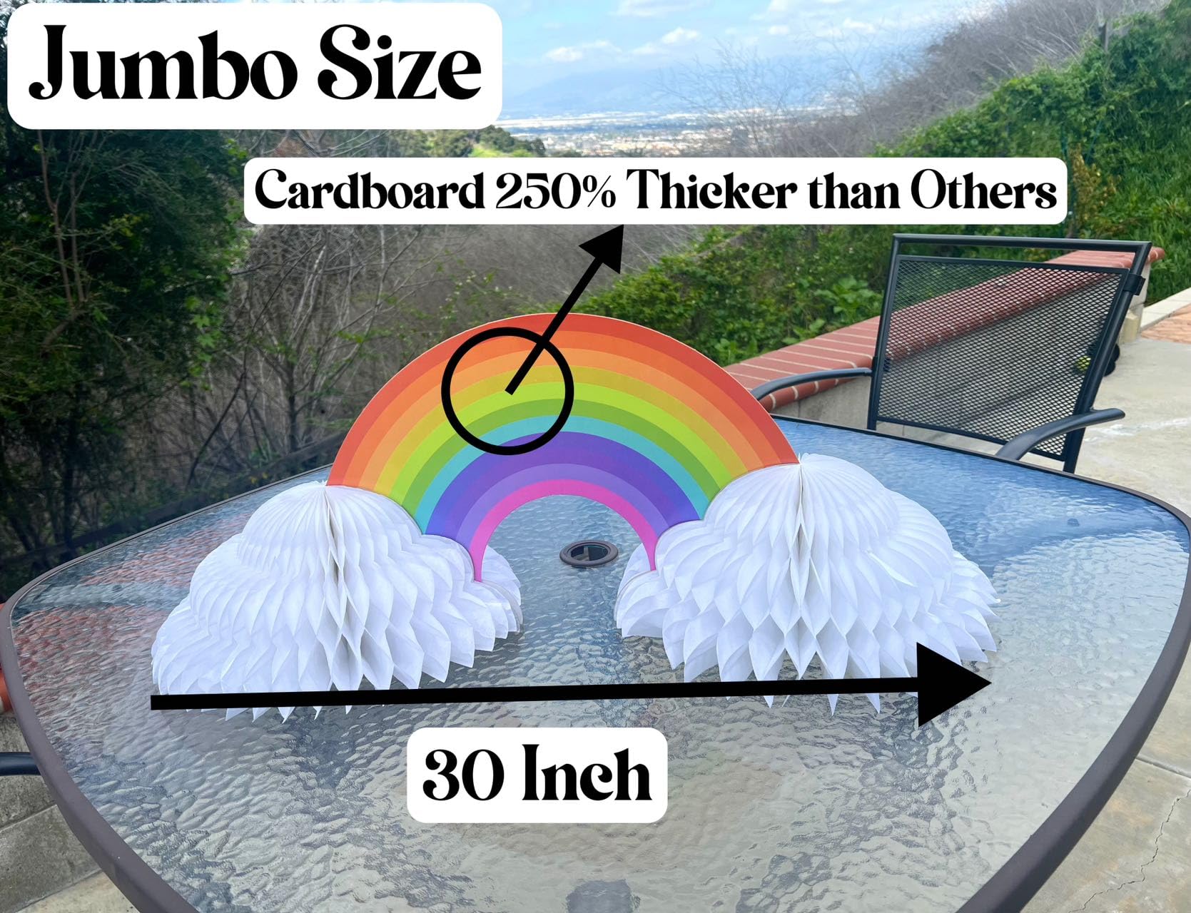 GIFTEXPRESS 2 Pack Jumbo 30" Rainbow Honeycomb Centerpiece - Paper Rainbows & Clouds Theme Party Supplies Decorations - Perfect Decor for Tables at