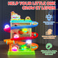 2-in-1 Rolling Ball & Car Ramp Race Track for Toddlers, Hammer Ball Drop Toy for Boys & Girls, Interactive Playset w/Sensor Lights - Montessori STEM