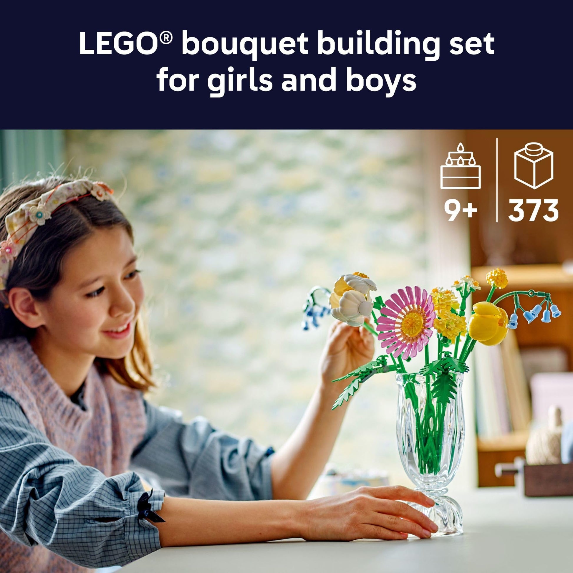 LEGO Botanicals Petite Sunny Bouquet Building Toy - DIY Floral Arrangement for Girls & Boys, Ages 9+ - Gift for Birthdays - Bedroom, Desk, Home Decor