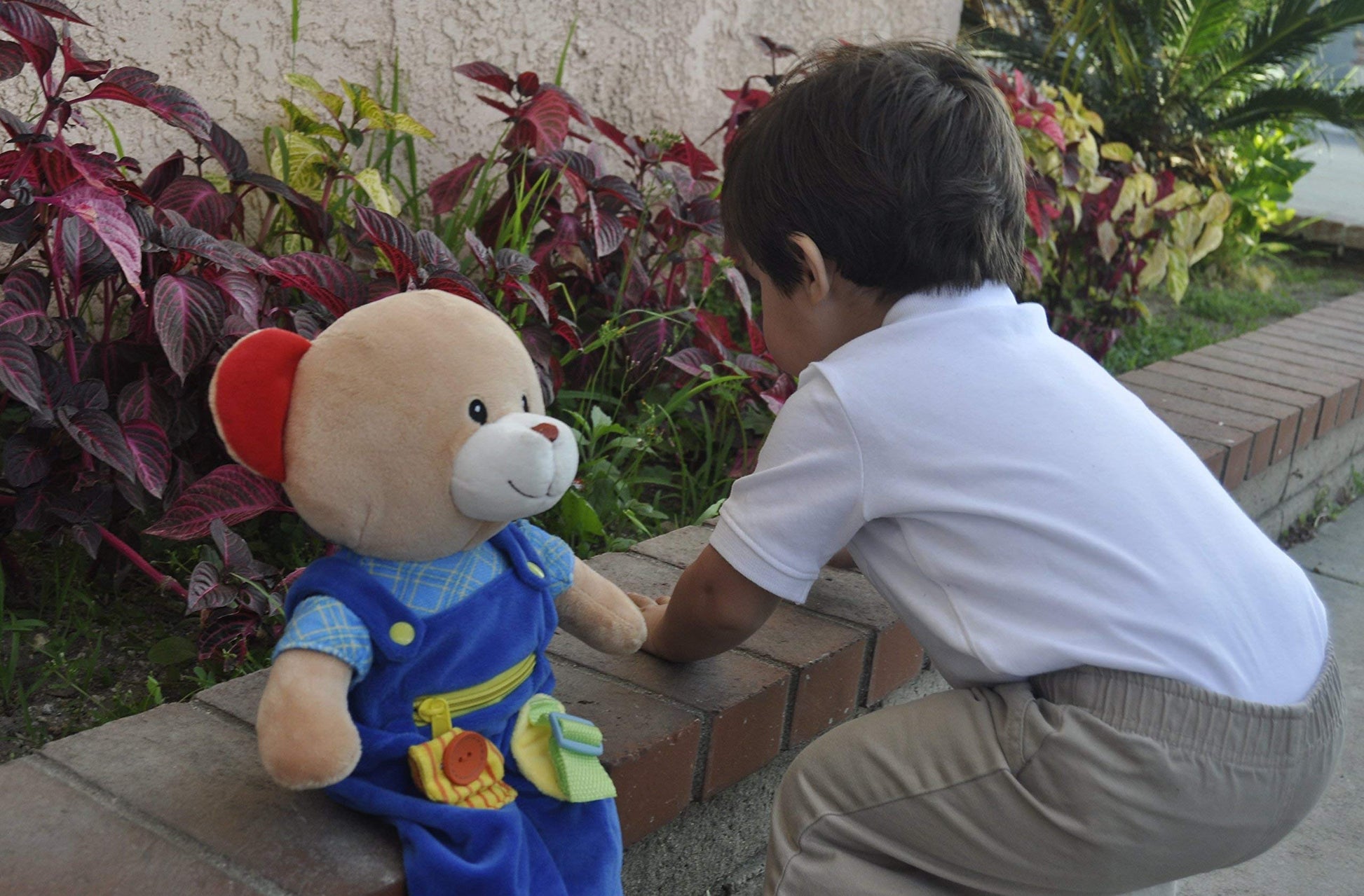 Linzy Plush 16" Educational Teddy Bear, Adorable Plush Bear Comes with clad,a Removable Outfit Packed with Closures-Perfect for Testing a Little One's