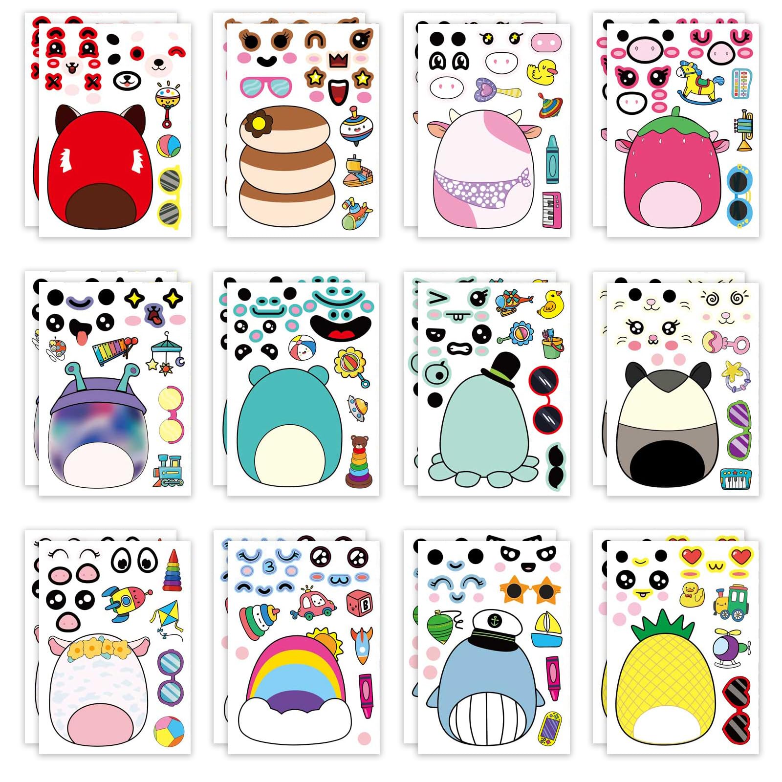 YSYKJYXGS 24 Sheets Cute Anime Make a Face Stickers,Birthday Supplies,Birthday Party Favor Supplies Craft
