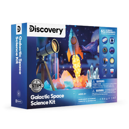 Discovery™ Galactic Space Science Kit - 61 Experiment STEM Lab for Kids| Astronomy & Chemistry Activity Set| Includes DIY Telescope, Crystals, Slime
