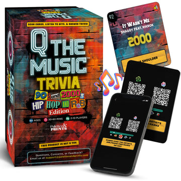 Q The Music Hip Hop & R&B Edition 90s & 2000s - Music Lyric Party Trivia Quiz Card Game for Adult and Family Game Nights, 2-10 Players, Scan, Listen
