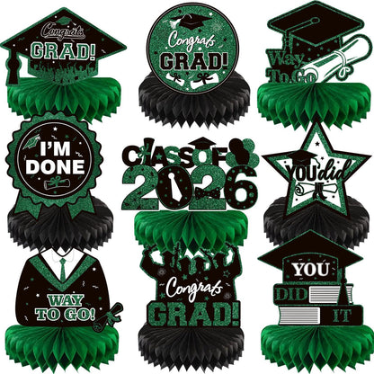 9PCS Graduation Table Decorations Green and Black CLASS OF 2026 Table Centerpiece Congratulate Graduation Table Toppers Graduation Decorations Party