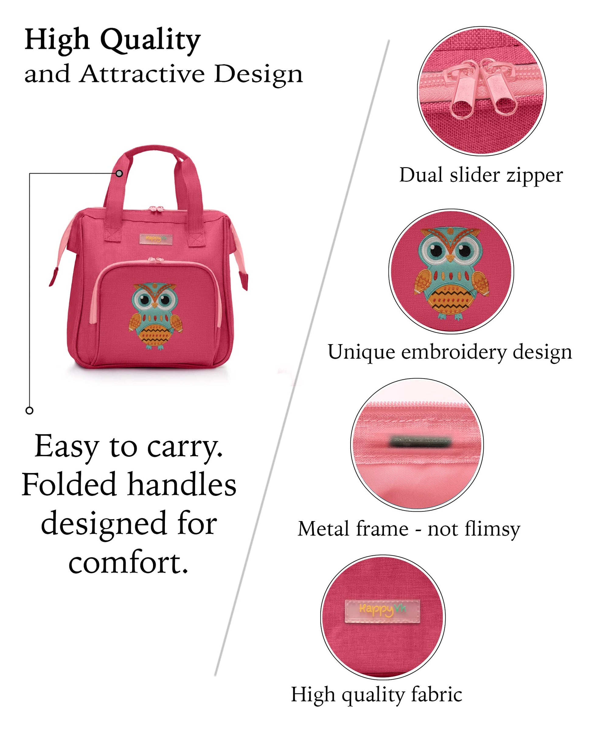 HappyVk Baby Doll Diaper Bag with Changing Pad - Realistic, Spacious & Comfortably Designed for Pretend Play