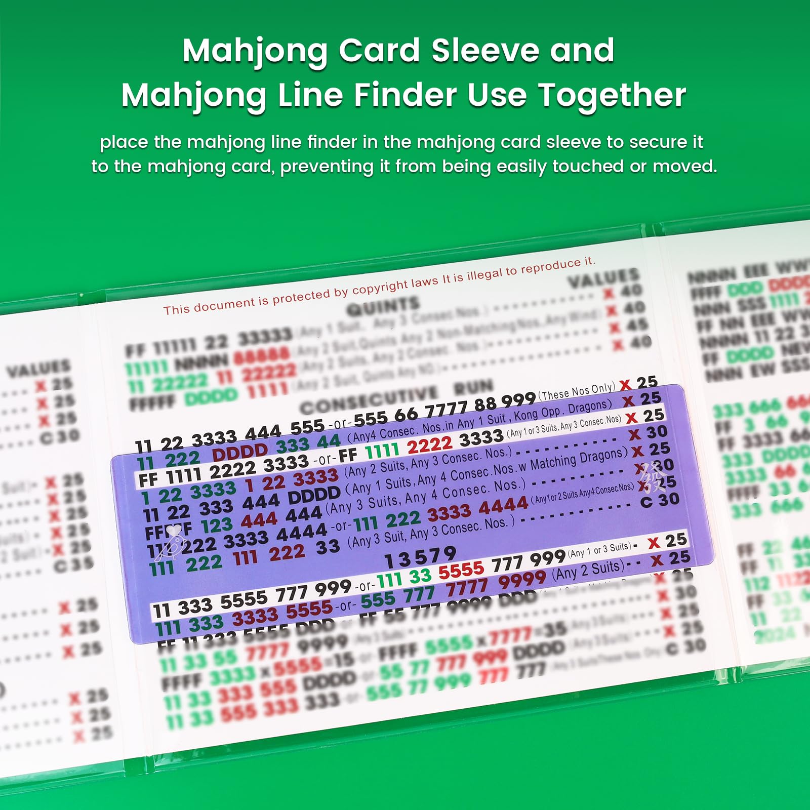 4Pcs Mahjong Card Sleeve & 4Pcs Mahjong Line Reader,Quickly Identify Rules
