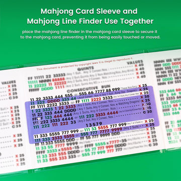 4Pcs Mahjong Card Sleeve & 4Pcs Mahjong Line Reader,Quickly Identify Rules