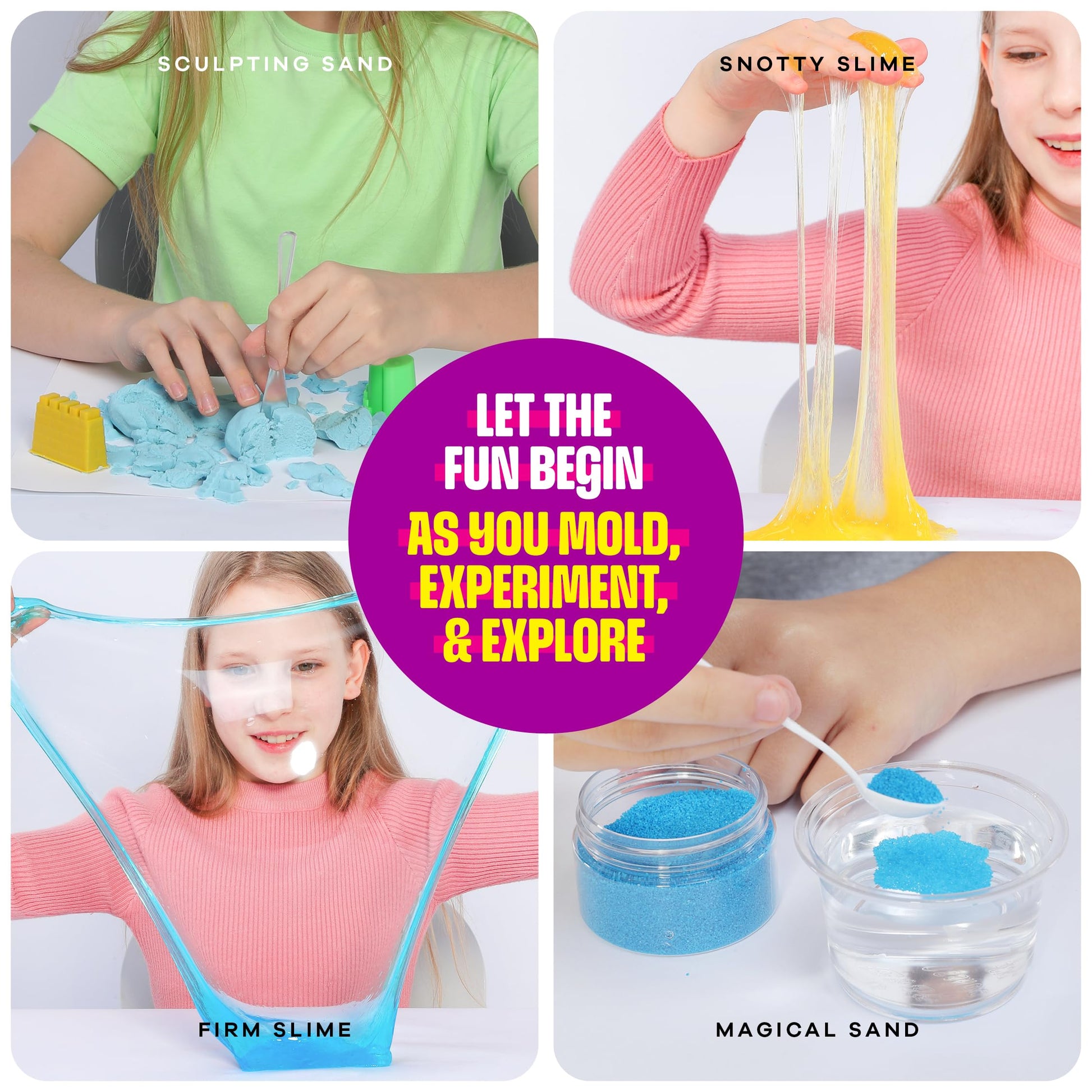 Dan&Darci Slime, Putty & Sand Sensory Science Kit - Slimes for Kids Age 8-10 8-12 - Play Sands Kits for Boys & Girls - 8 9 10 Year Old Boy Gifts