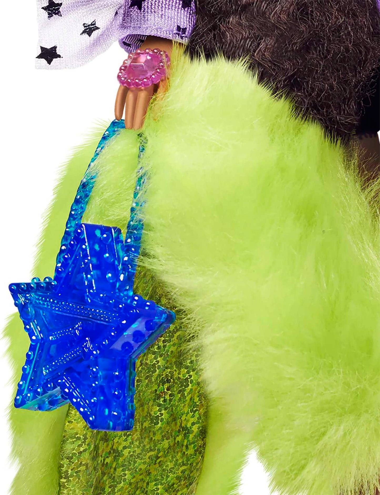Barbie Extra Doll & Accessories with Long Pigtails & Rainbow Hair Ties in Shorts & Furry Shrug with Pet Pomeranian