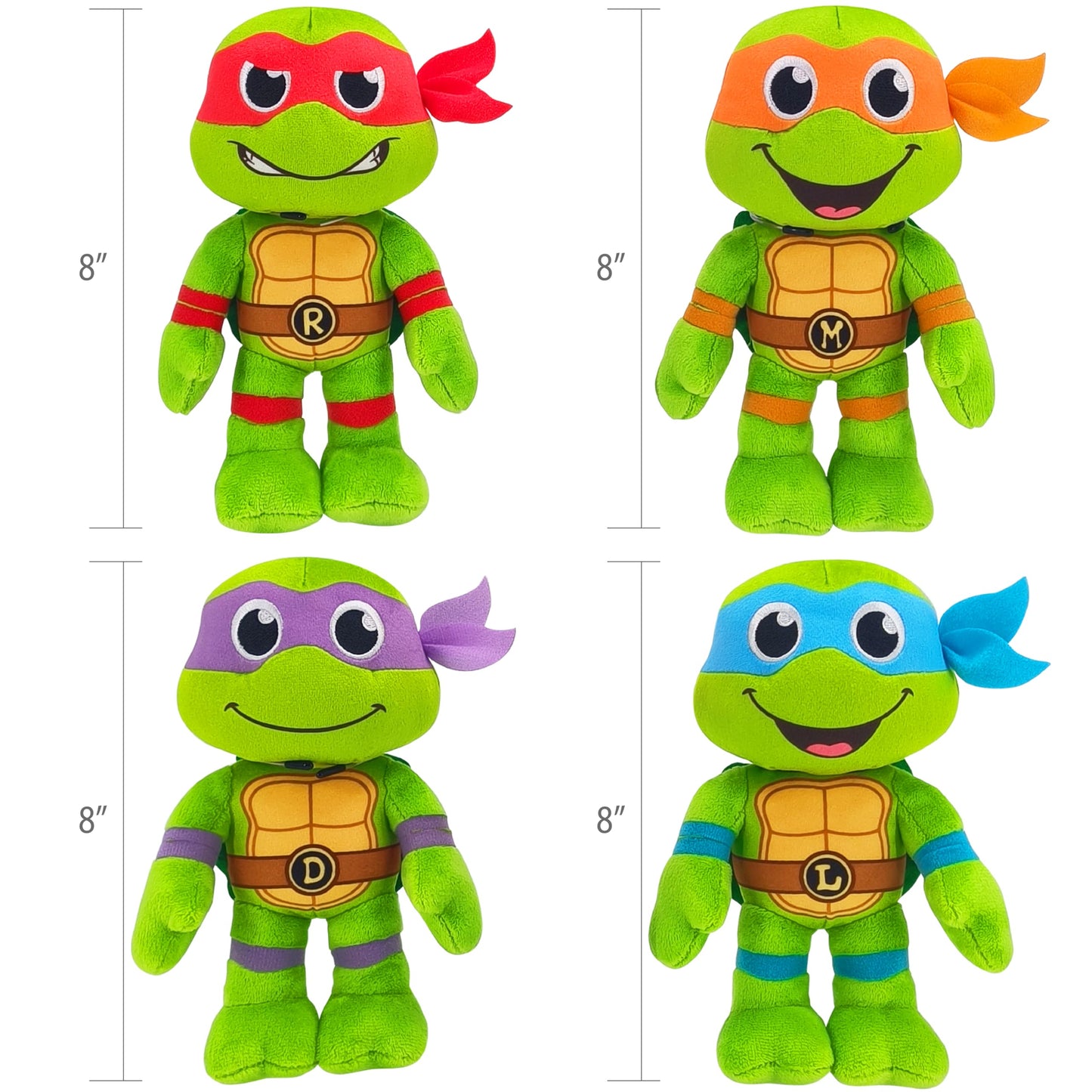 LEGEND TOYS Teenage Mutant Ninja Turtles 8" Basic Plush Stuffed Toy 4-Pack