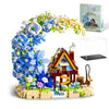 Fairy Moon Flower Building Block Set with LED Lights, Fairy Cottage Themed Garden Decoration, Creative Home and Office Decoration (Moonlight Flower