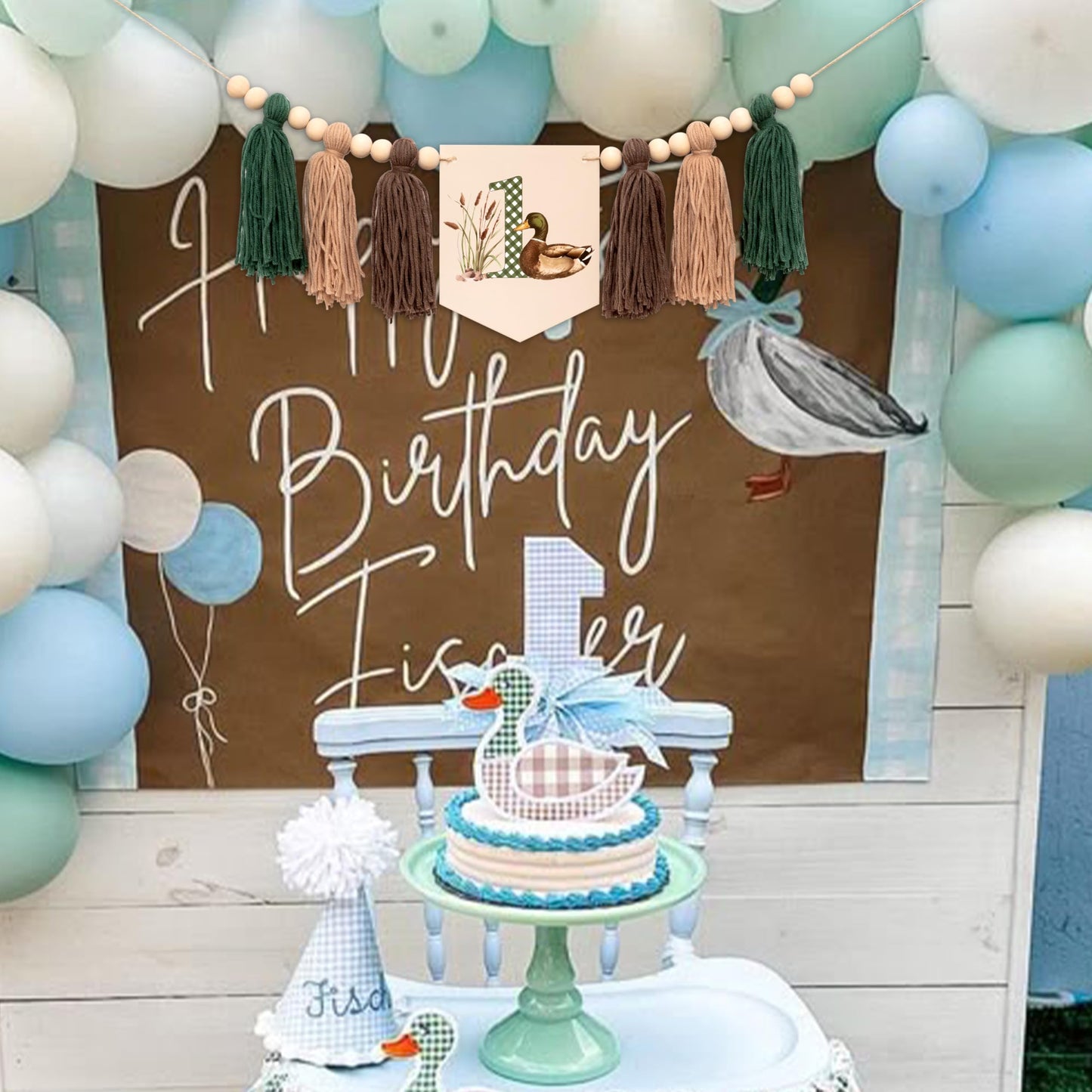One Lucky Duck Highchair Banner First Birthday