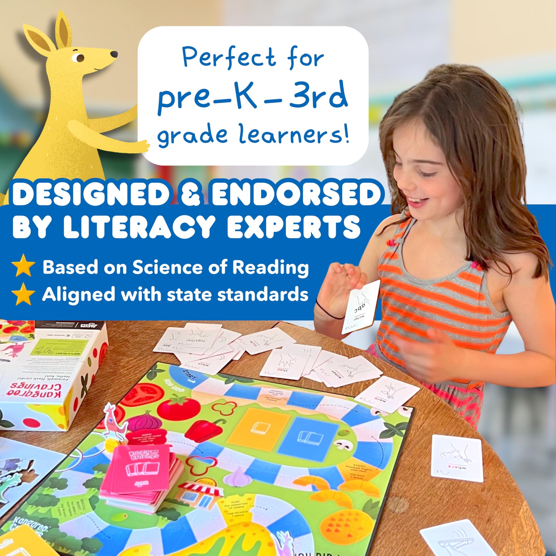 Kangaroo Cravings Learn to Read 300 High-Frequency Sight Words Board Game - Fun Learning Resource & Word Game for Kids Ages 4-9 - Parent & Teacher
