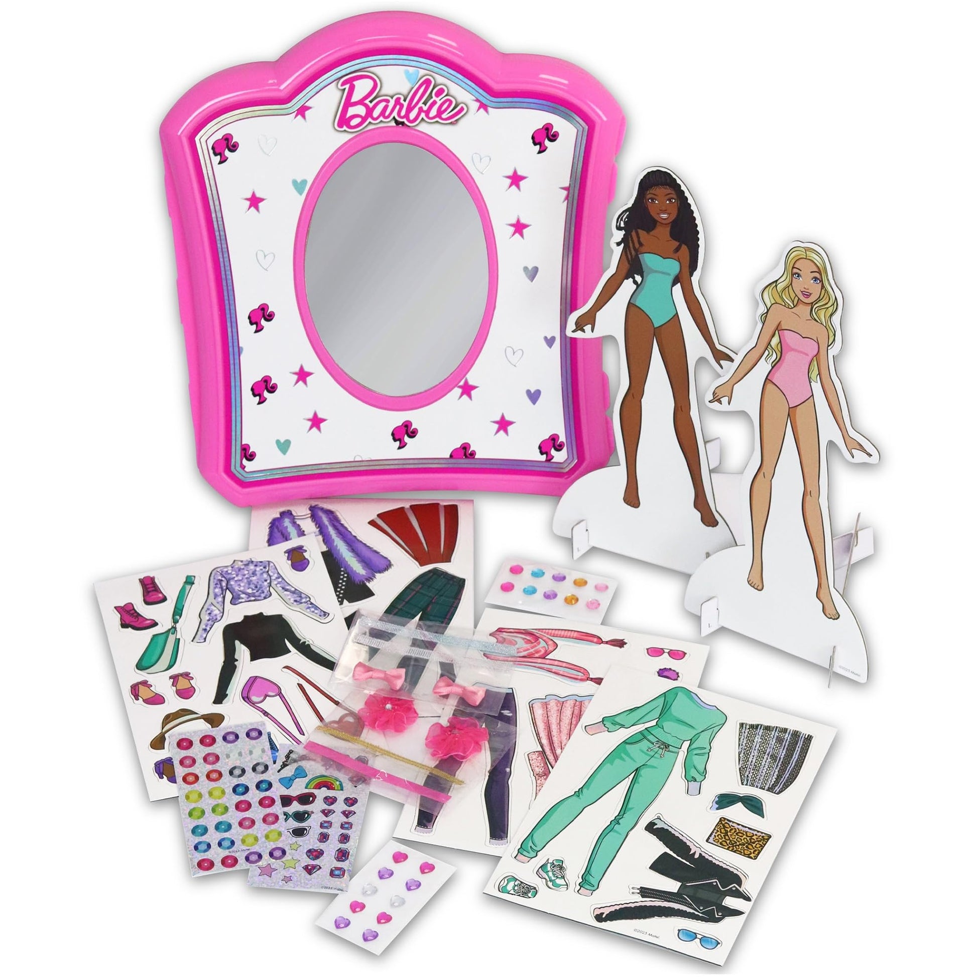 Barbie: Magnetic Dress Up Closet Activity - Fashion Design Playset, Mix & Match Accessories, Decorate & Display, Pink Closet Storage Case, Kids 3+