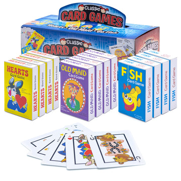 Srenta Kids Card Games Bulk - 12 Pack Classic Card Games for Kids Ages 4-9, Multi Pack Set Includes: Hearts, Go Fish, & Old Maid Playing Cards