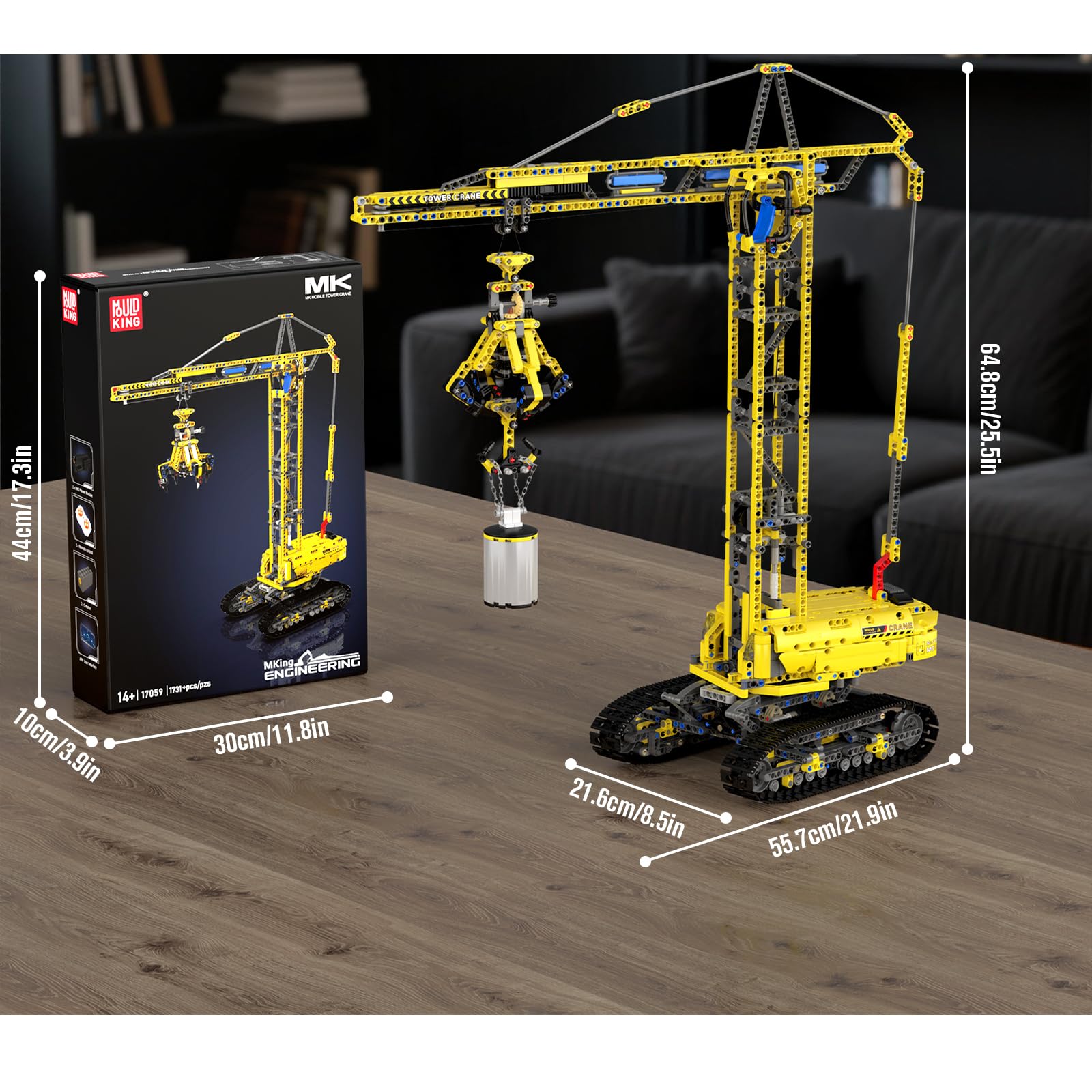 Mould King 17059 Technik Crawler Crane Advanced Building Sets, MOC Mobile Construction Model Toy with APP Remote Control for 14+ Teen/Adults, Large