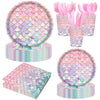 168 Pcs Mermaid Birthday Party Decorations Plates Set for 24 Princess Girls