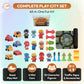 Playkidiz Kids Toy Car Set with Road Play Mat, 26 PCS Play City Set with 6 Toy Cars, 10 Figures & 10 Traffic Accessories, City Playset for Toddlers