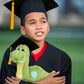 DolliBu Green Dinosaur Graduation Plush Toy - Super Soft Plush Graduation Stuffed Animal Dress Up with Gown & Cap with Tassel Outfit - Congratulatory