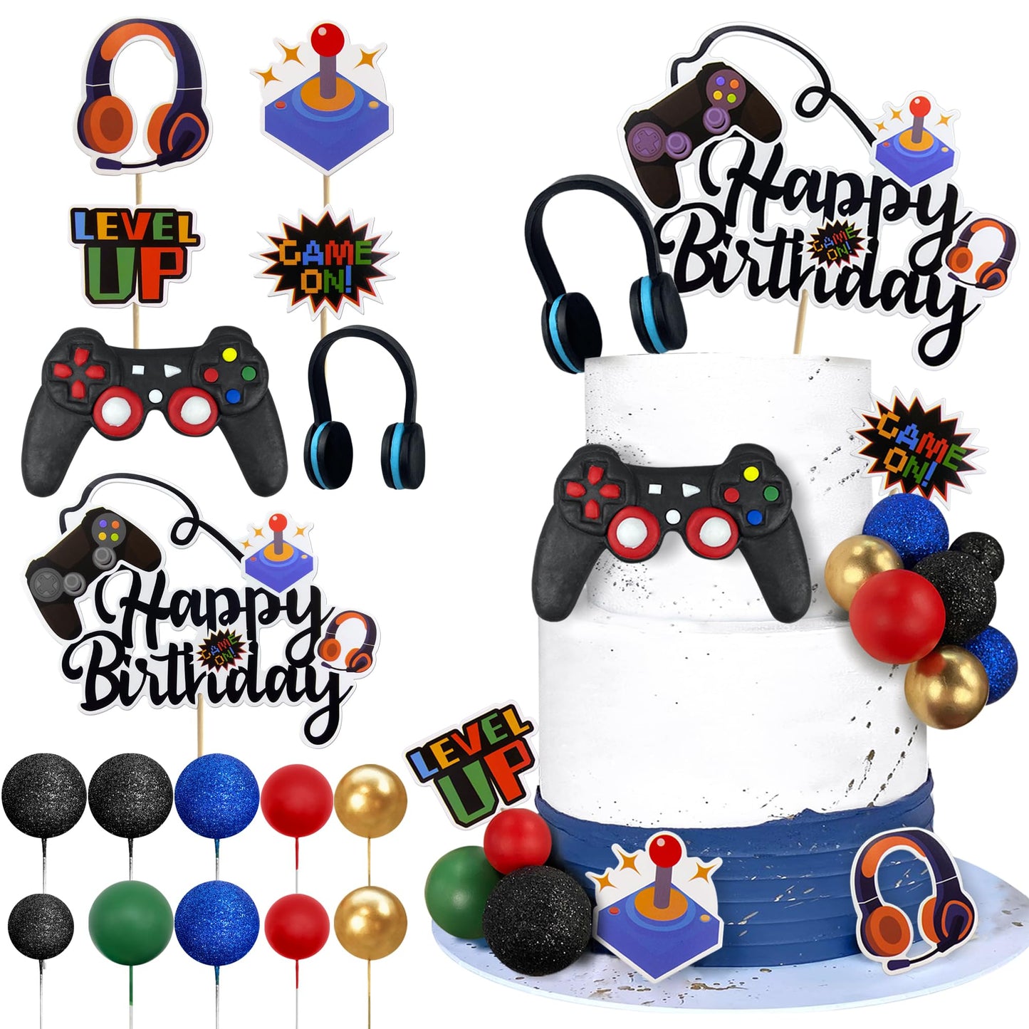 Video Game Happy Birthday Controller Headset Cake Decoration