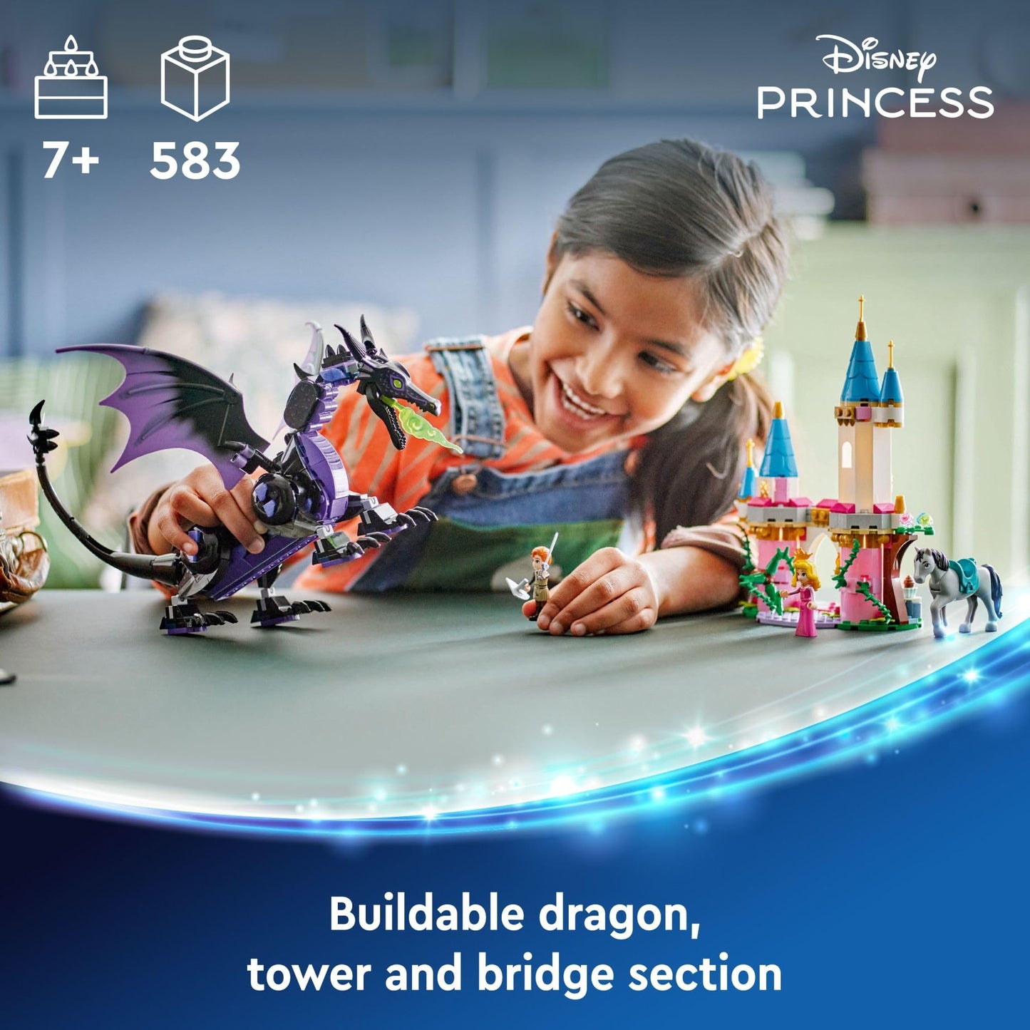 LEGO Disney Princess Maleficent’s Dragon Form Building Set for Kids and Sleeping Beauty Fans, Disney Princess Figure, Castle Toy, Fun Gift Idea