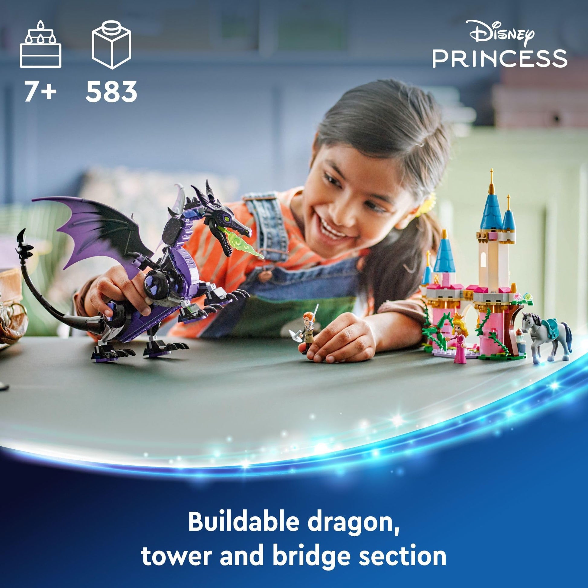 LEGO Disney Princess Maleficent’s Dragon Form Building Set for Kids and Sleeping Beauty Fans, Disney Princess Figure, Castle Toy, Fun Gift Idea