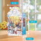 Hands Craft Cinnamoroll Cloud Bakery Book Nook Kit with Cinnamoroll Figurine - Kawaii 3D Puzzle with Touch Activated LED Lights - DIY Wooden Craft Kit