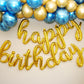 Gold Happy Birthday Balloons Banner | Script/Cursive Gold Letter Balloon Sign for Birthday Party Decor/Decoration | Foil Mylar Happy Birthday Banner