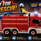 Tiny Force Fire Rescue Set - Fire Truck with Ladder, Toy Helicopter, Motorcycle & Fire Water Pump, Emergency Pretend Play Toys for Kids & Toddlers