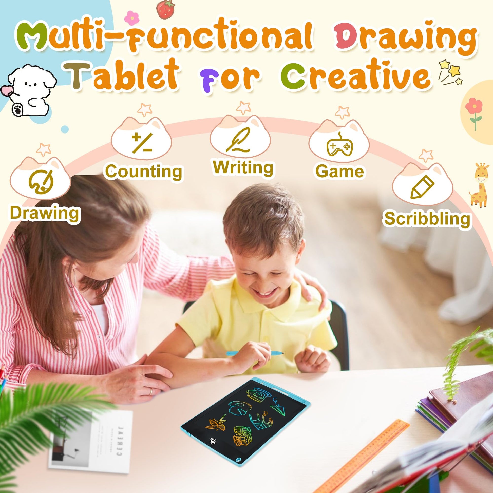 2 Pack LCD Writing Tablet, Electronic Drawing Writing Board, Erasable Drawing Doodle Board, Doodle Pad Toys for Kids Adults Learning & Education