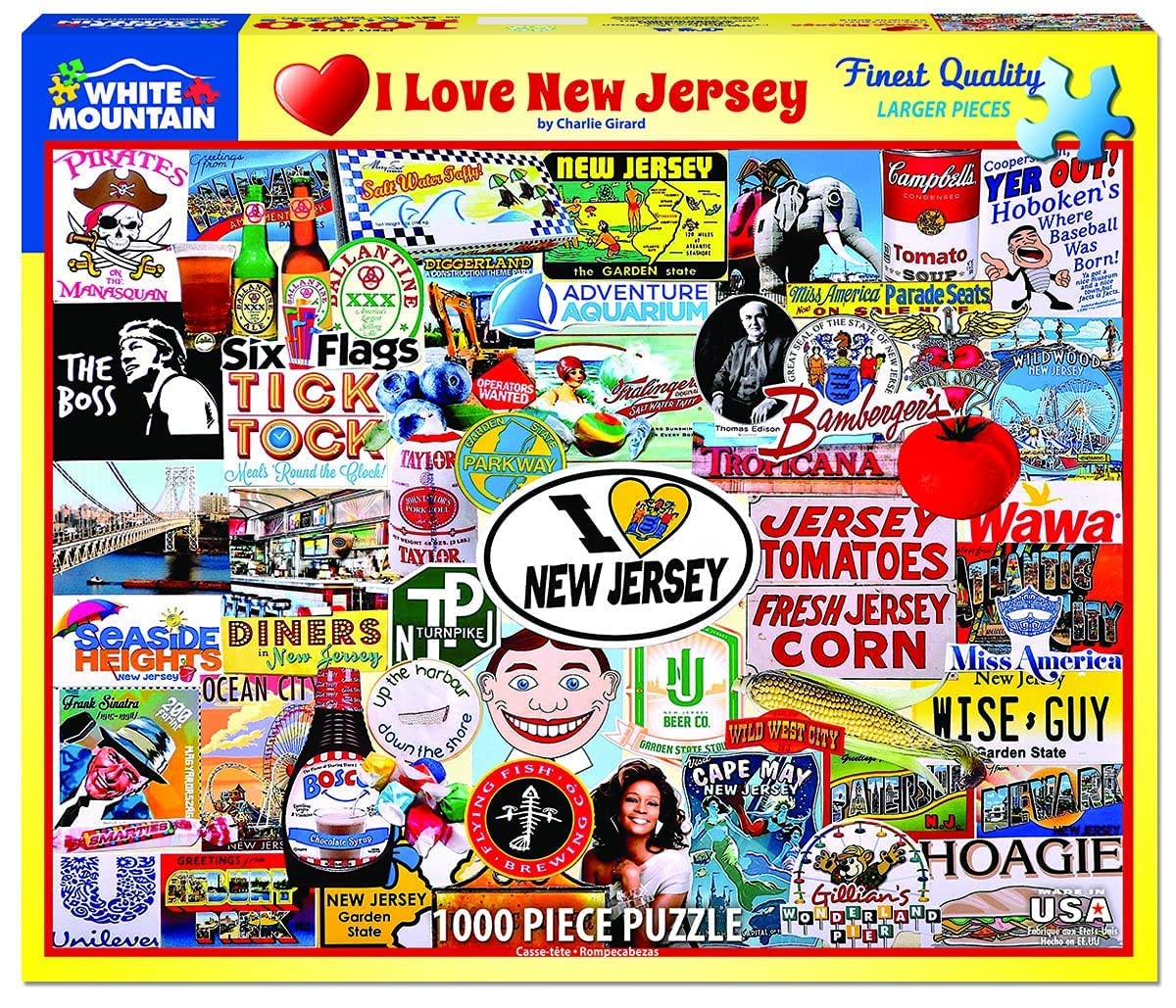 White Mountain 1000 Piece Jigsaw Puzzle Garden State, I Love New Jersey