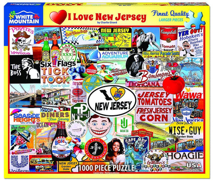 White Mountain 1000 Piece Jigsaw Puzzle Garden State, I Love New Jersey