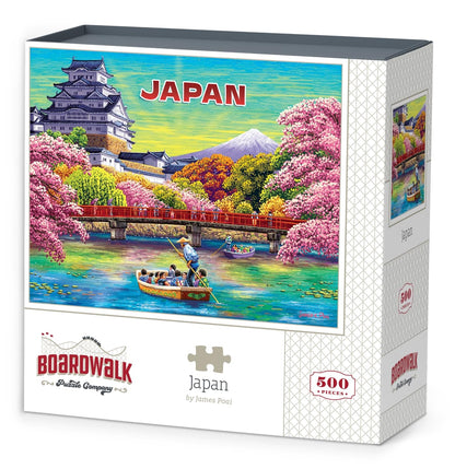 Boardwalk Japan 500 Piece Jigsaw Puzzle Colorful Scenic Cherry Blossom Puzzles with Premium Box, Gift for Adults and Family 16"x20"