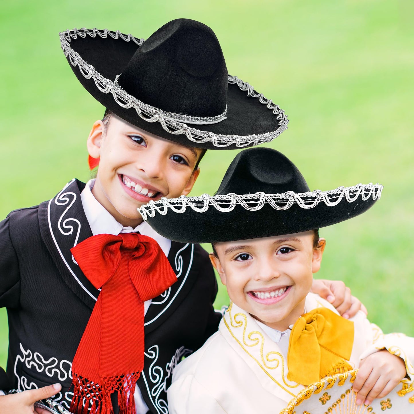 GiftExpress 2 Pack Black Mariachi Sombrero Hat with Silver Trim, Sombrero for Cinco de Mayo, Halloween Costume, Mexican Fiesta Costume