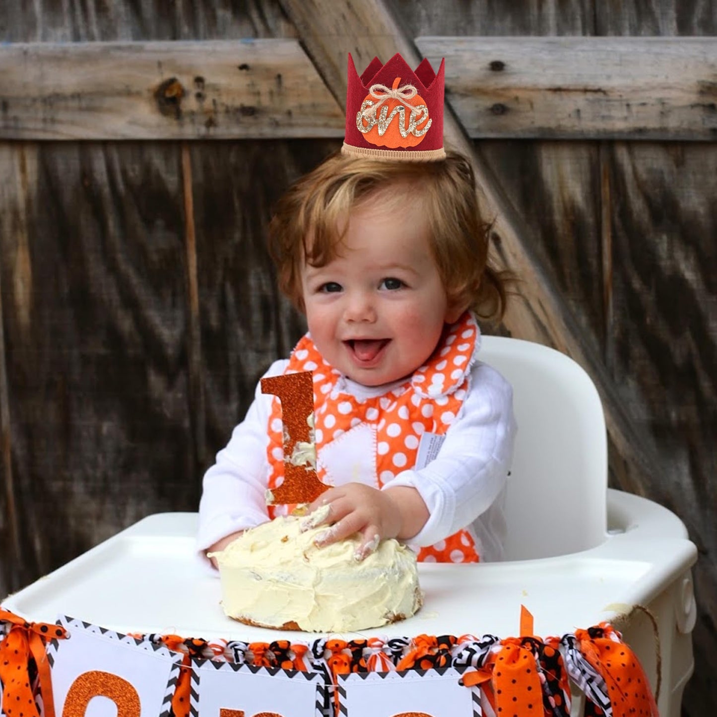 Pumpkin 1st Birthday Crown-Fall One Birthday Decorations, Pumpkin Themed 1st Birthday Photography Props Cake Smash, Halloween First Birthday