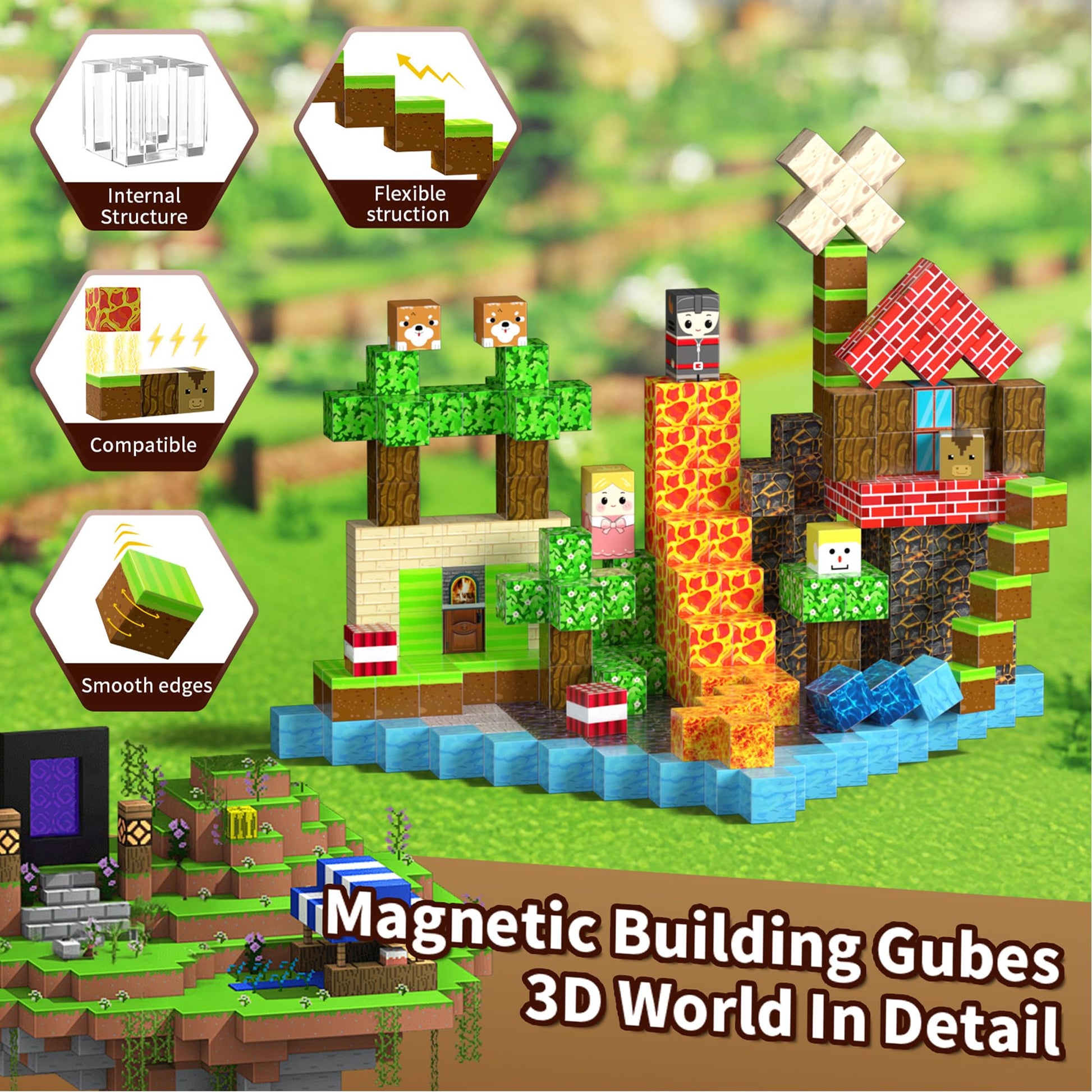 DINOSAUR PILLOW 100 PCS Building Blocks, 3D Construction Build Toys, STEM Sensory Building Cubes Gifts for Valentines Day, Easter Basket Stuffers