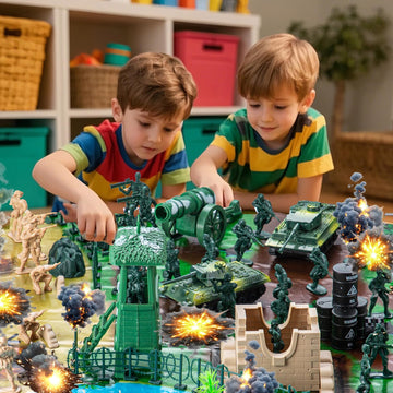 oqotoy Army Men Toys Large Battle Playset- 110-Piece Army Men Action Figures Playset with Realistic Vehicles (Tanks, Helicopter, Fighter