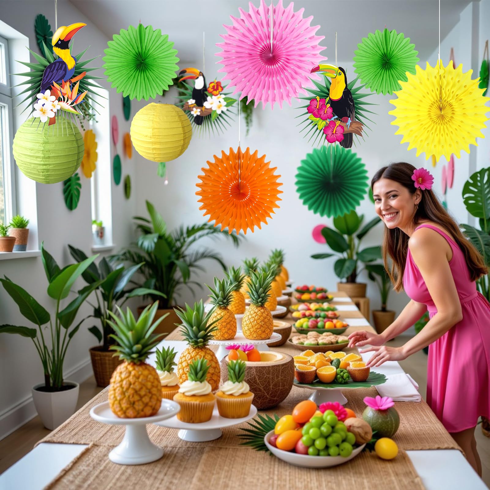Tropical Bird Toucan Garland Party for Summer Hawaiian Party Decorationns