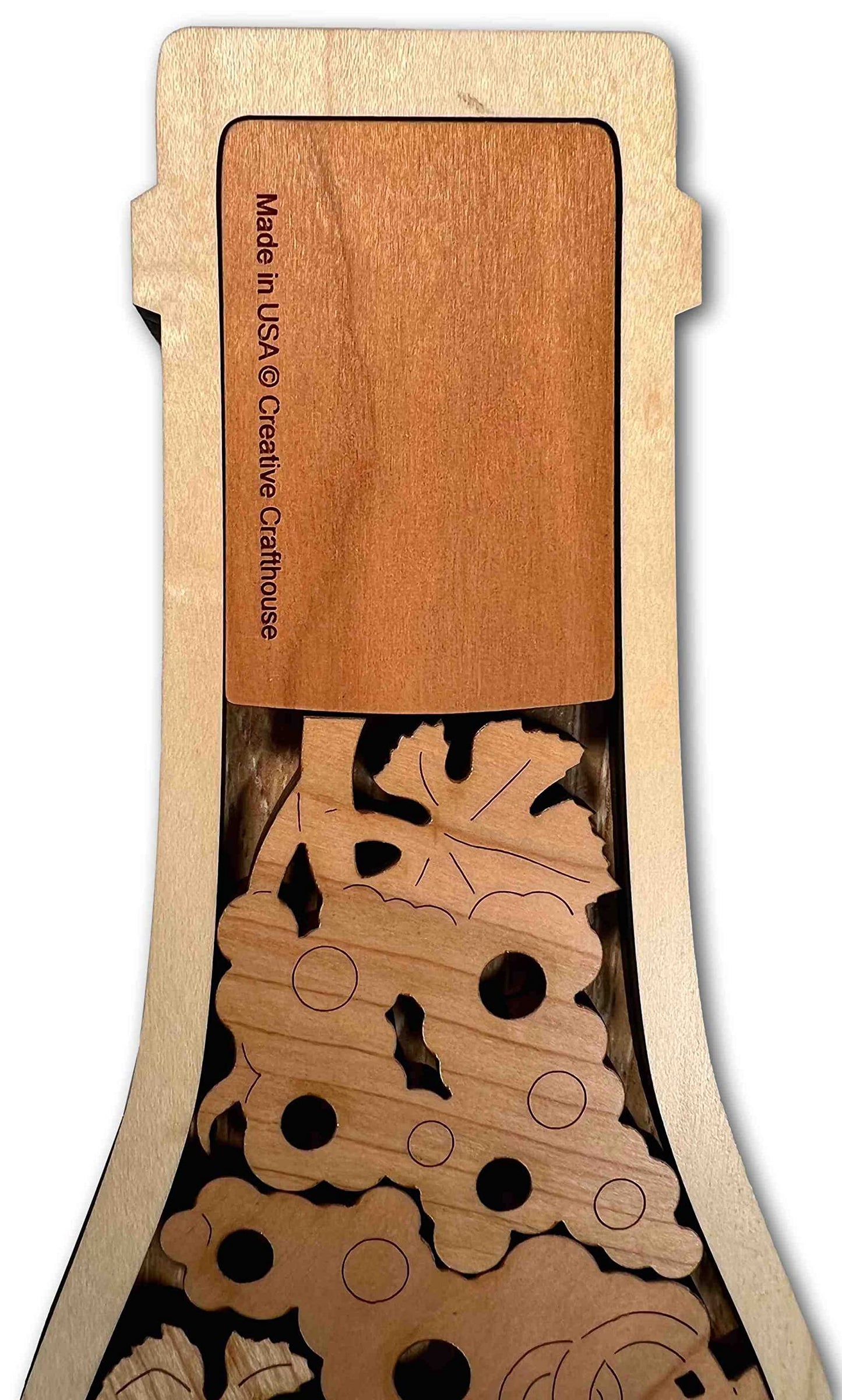 Enophile's Challenge or Bottle of Fine Wine Wood Brain Teaser Puzzle - Cherry Wood